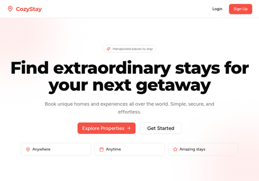 CozyStay interface preview